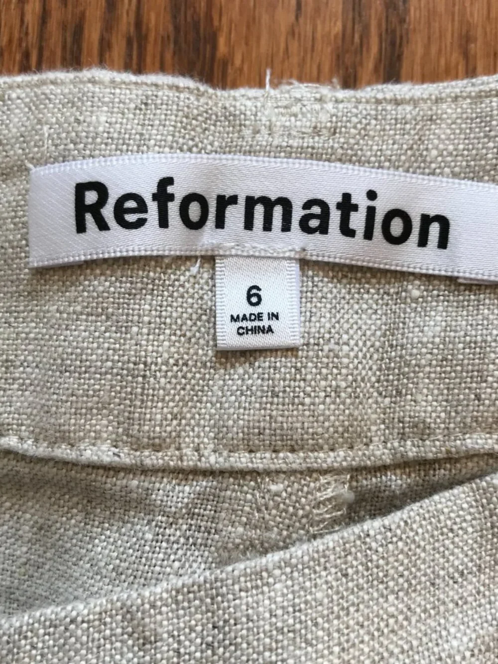 Reformation Asher Linen Wide Leg Pants Womens 6 Beige Khaki Pleated High Rise